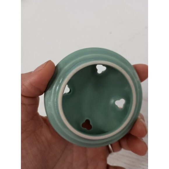 Vintage Crowning Touch Porcelain Floral Pot Pourri Holder Jar Rare Seafoam Blue - Picture 6 of 10